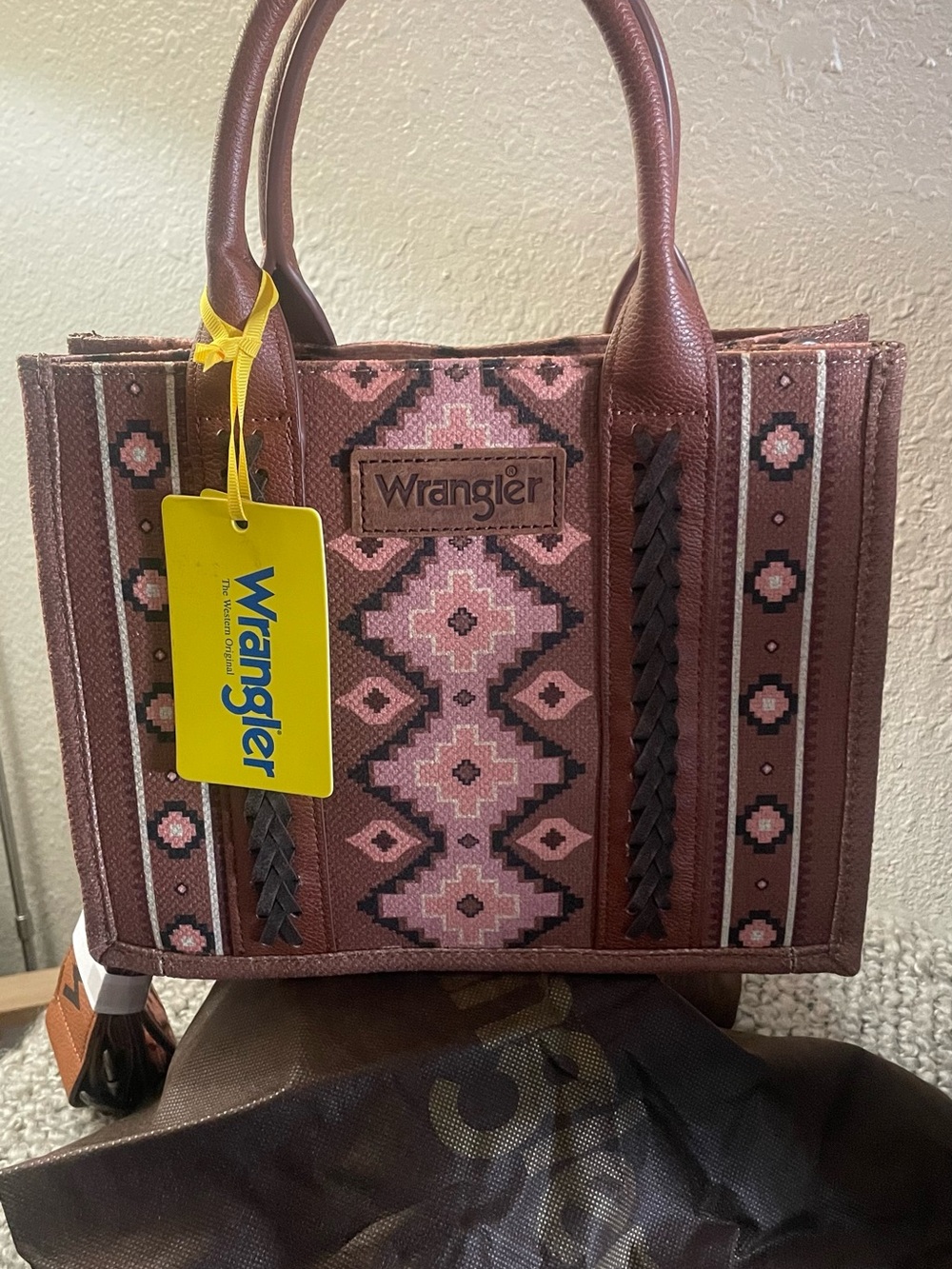 Wrangler Pink and Brown Southwestern Tote